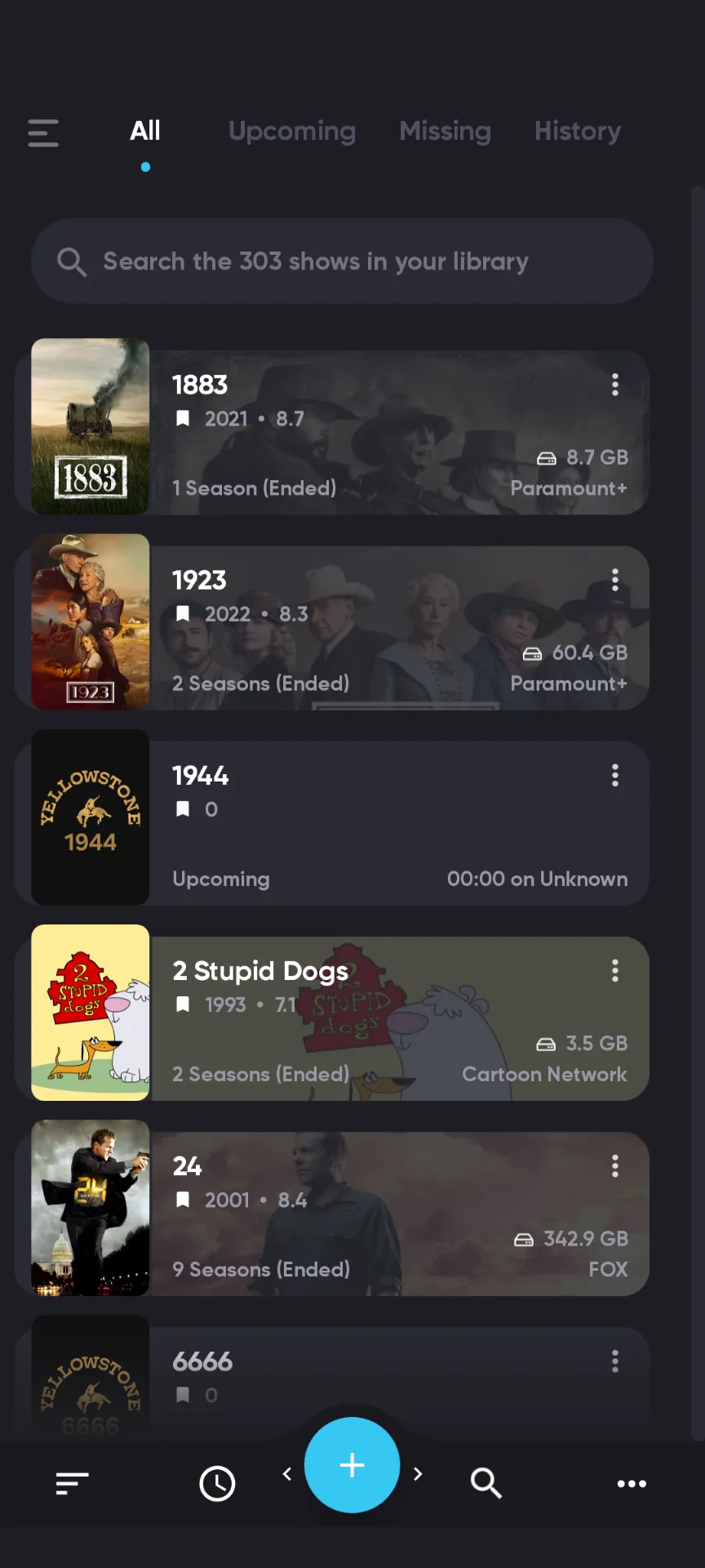 Sonarr All tab