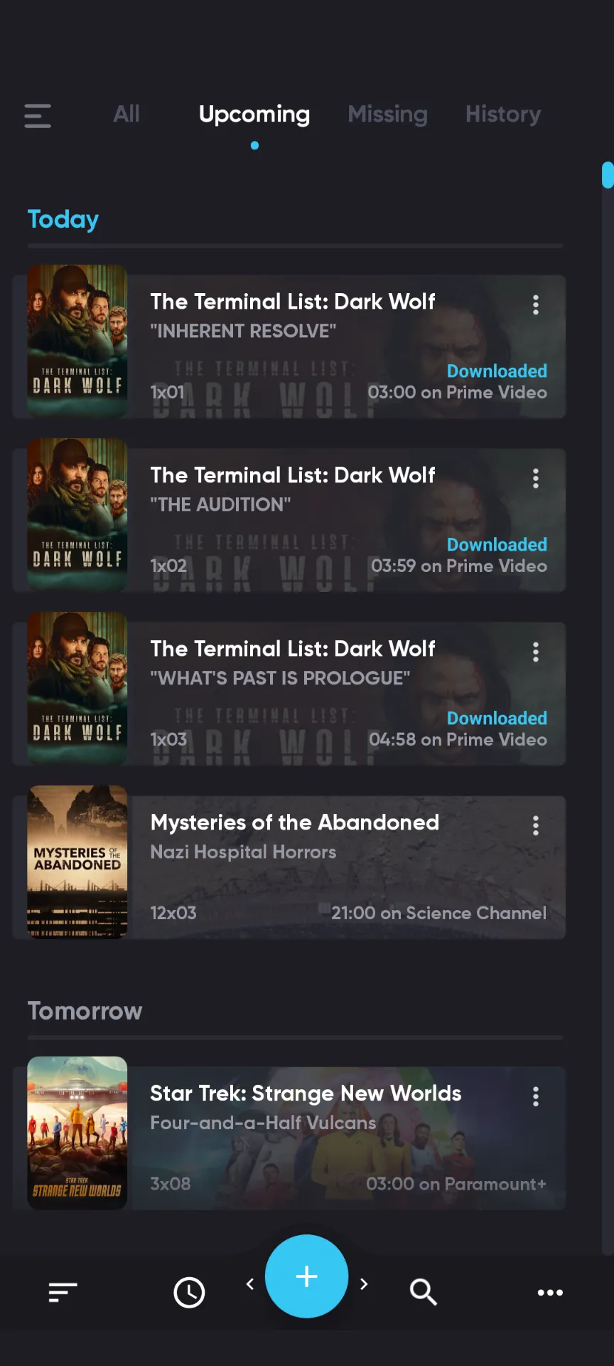 Sonarr Upcoming tab
