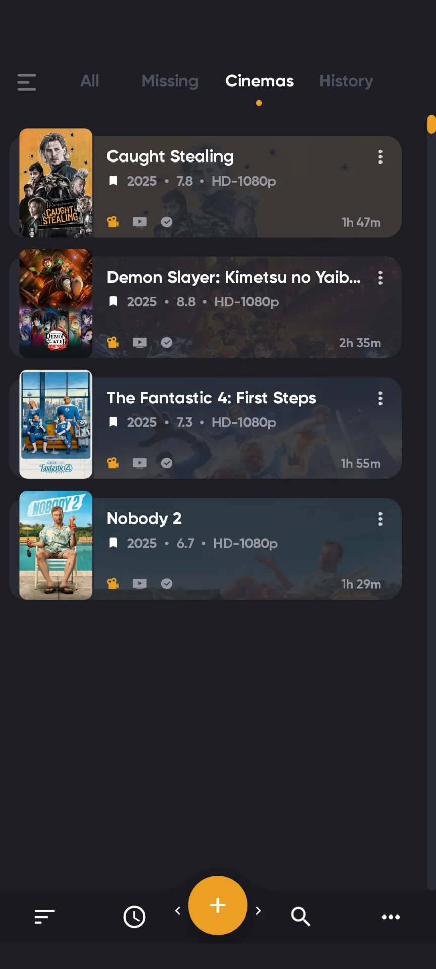 Radarr Cinemas tab