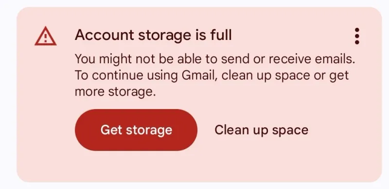 Account Storage Full