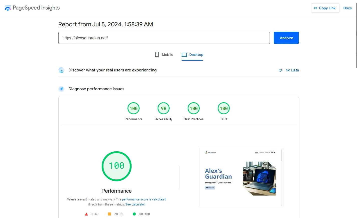 Pagespeed for agnet