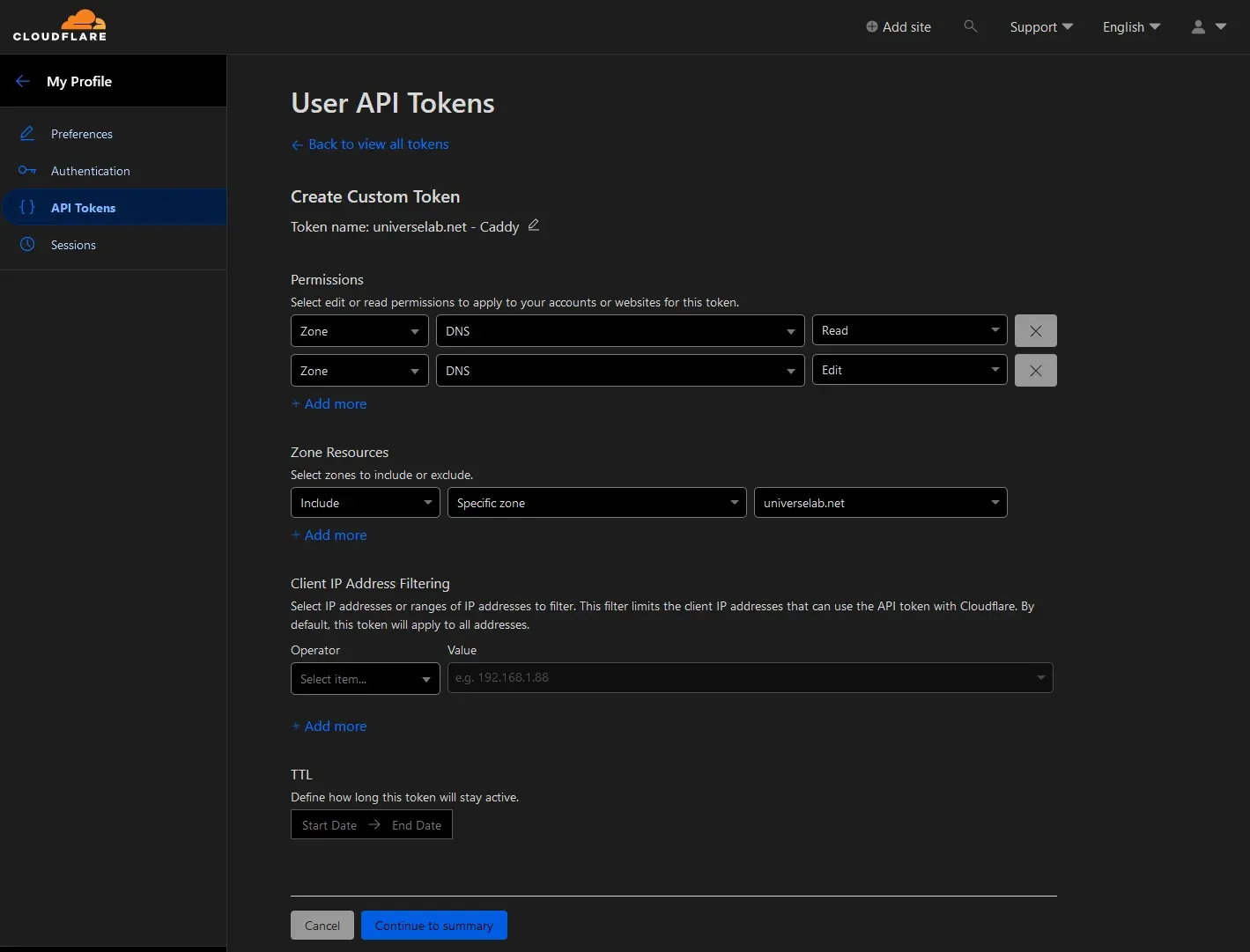 Cloudflare API Token Setup