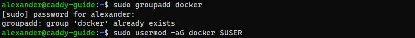 Add user to Docker group