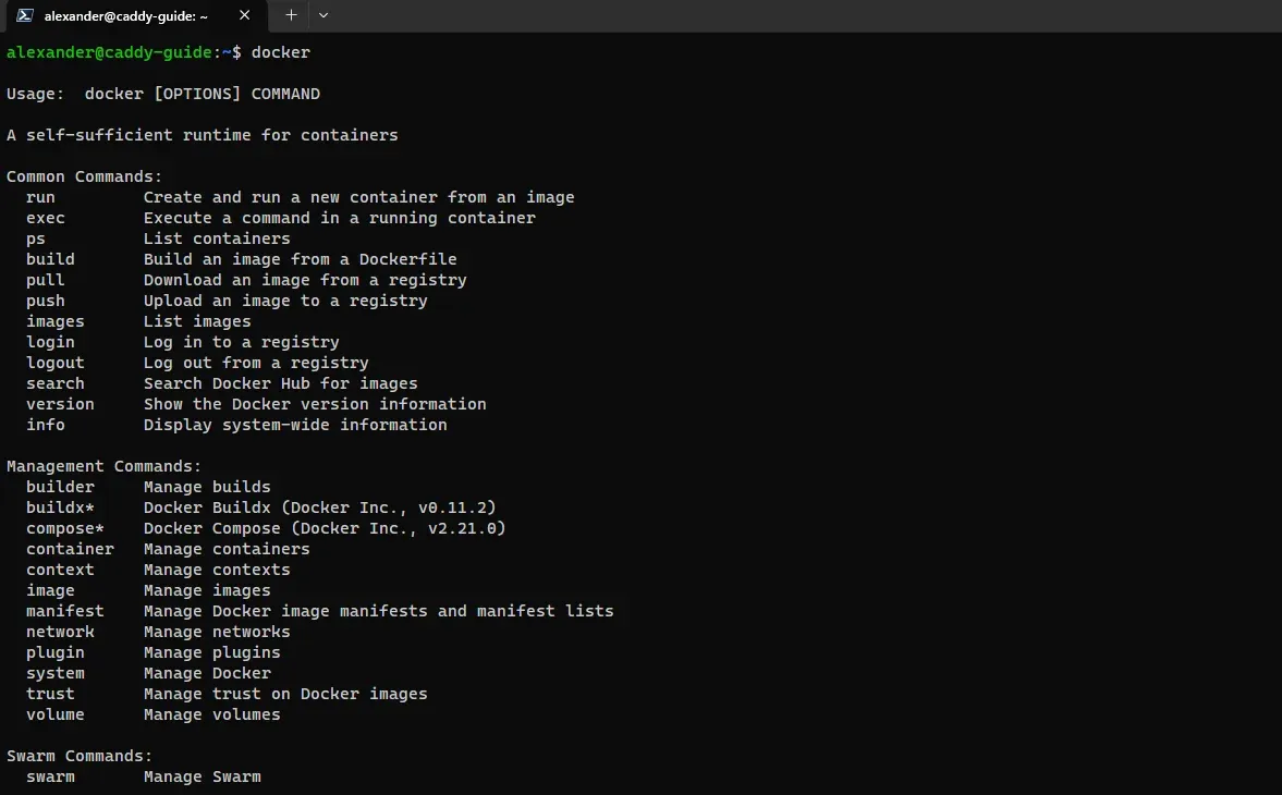 Docker command help
