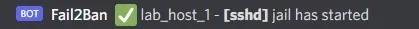 Fail2Ban Jail Started