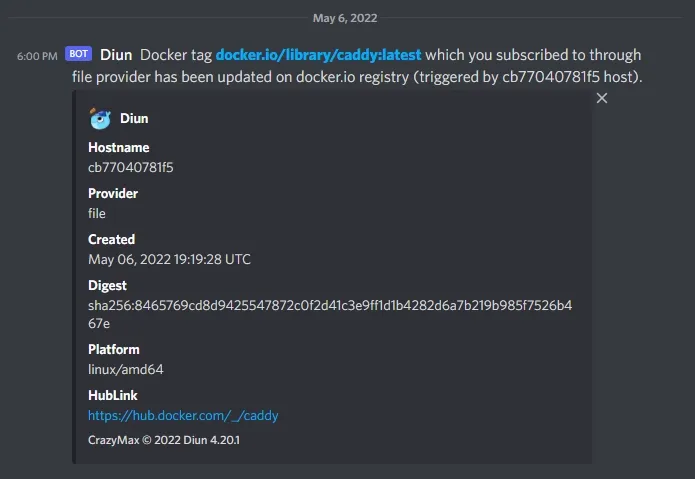 Diun Discord Notification