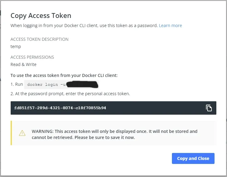 Docker Hub Access Token