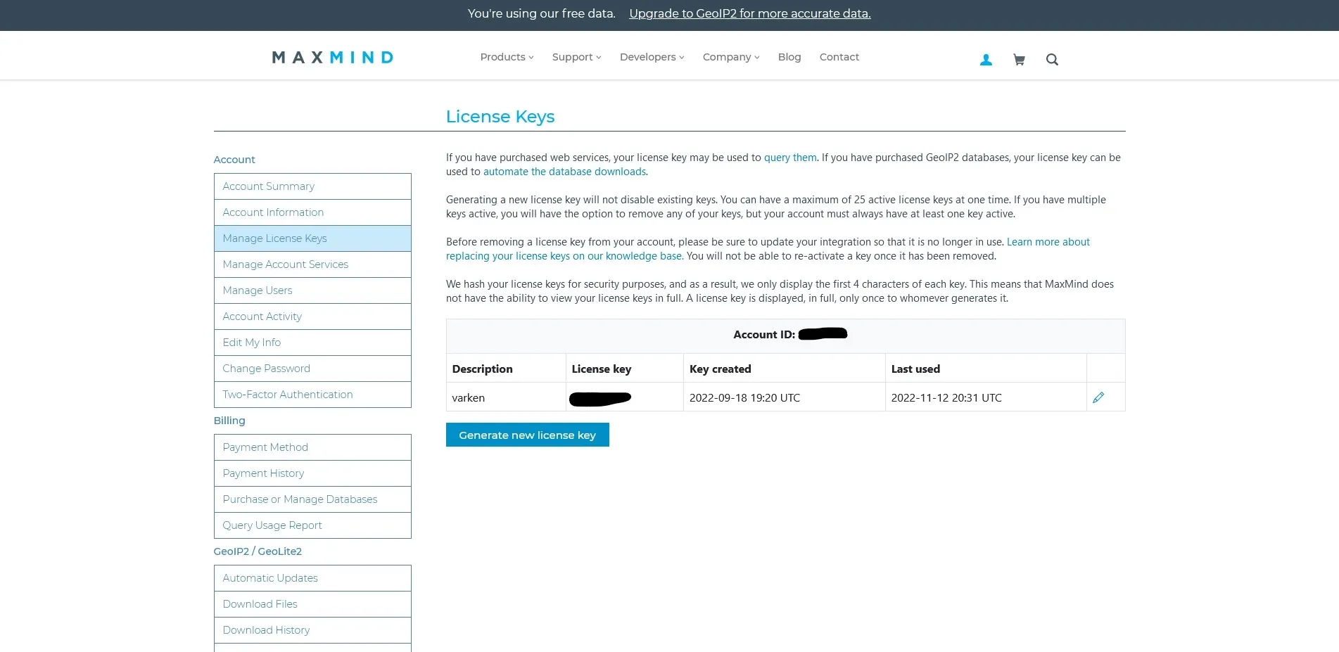 Maxmind DB Keys