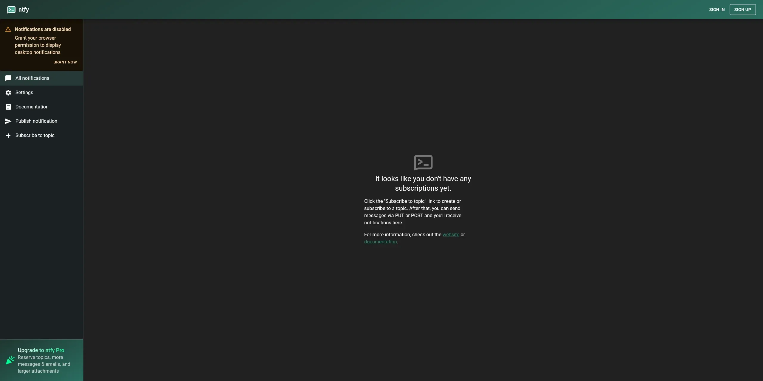 ntfy.sh web app