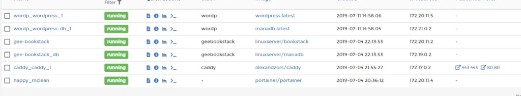 Linode VM Portainer view