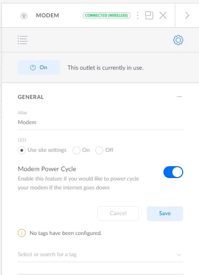 Image showing the USP-Plug configuration settings in Unifi Network