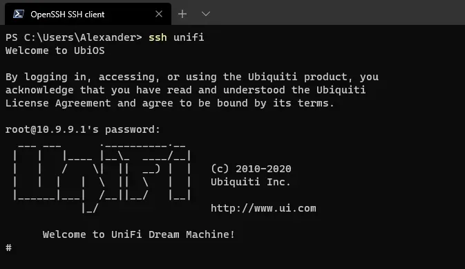 UDM-P SSH Session
