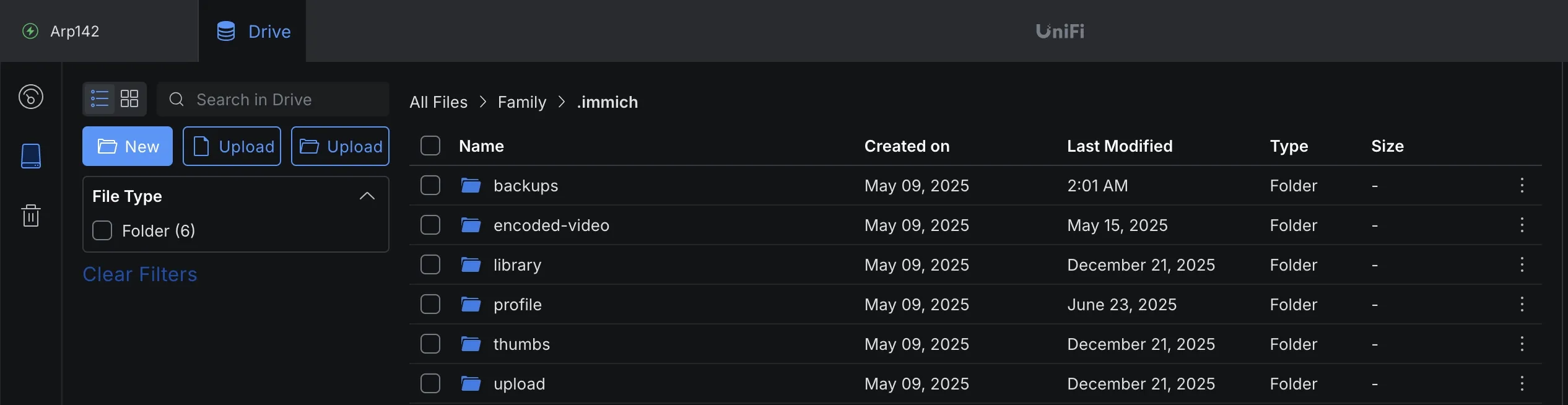 UNAS Folder Structure for Immich Storage
